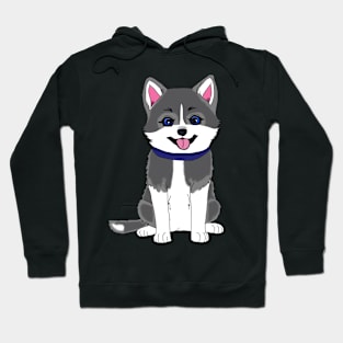 Cute Husky Puppy With Blue Collar Hoodie